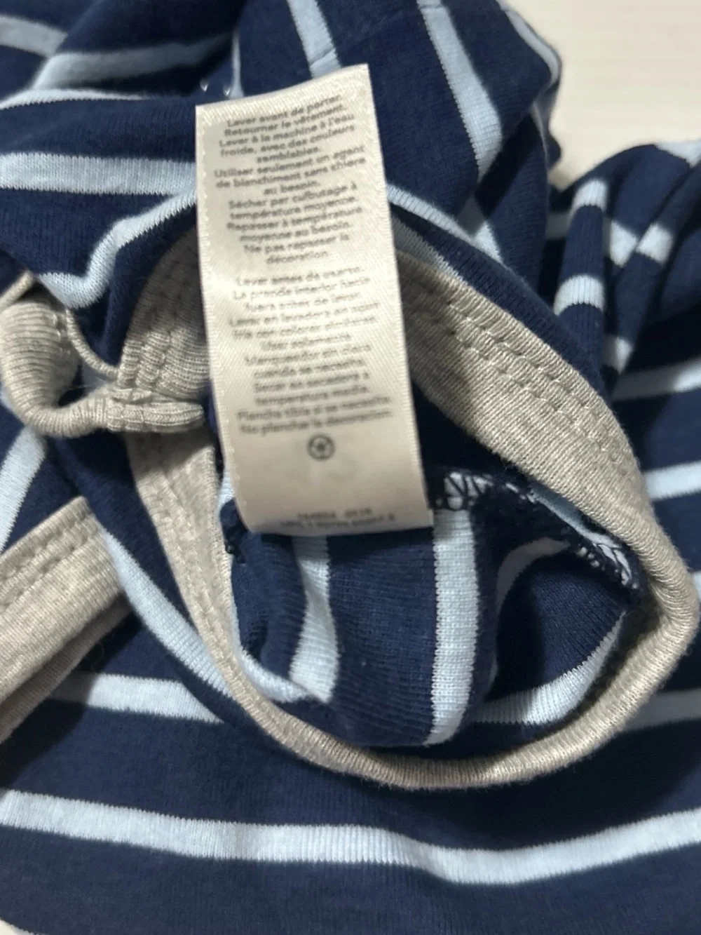 Carter's Navy & Light Blue Striped Baby Romper with Gray Pocket and Green Dino
